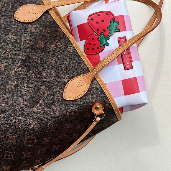 Dabney Lee  Strawberry Red and White Checkered Cosmetic Bag - Picture 11 of 11